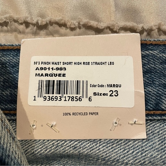 Agolde 90's Pinch Waist Denim Jean Short Marquee 23 NWT High Rise Long Inseam - Picture 5 of 10